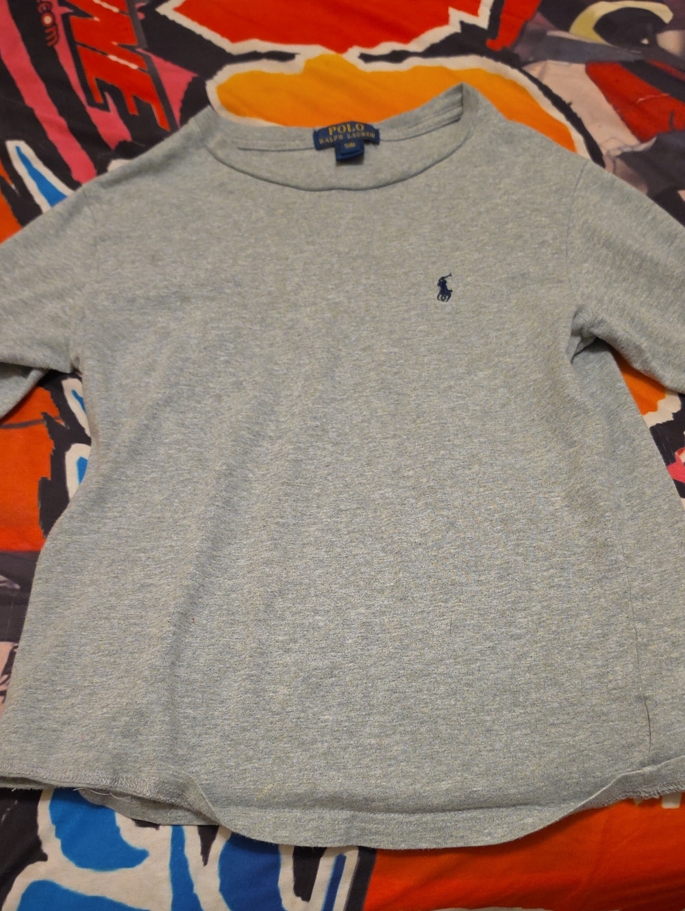 Polo by Ralph Lauren Heather Gray Long Sleeve Tee with Navy Pony